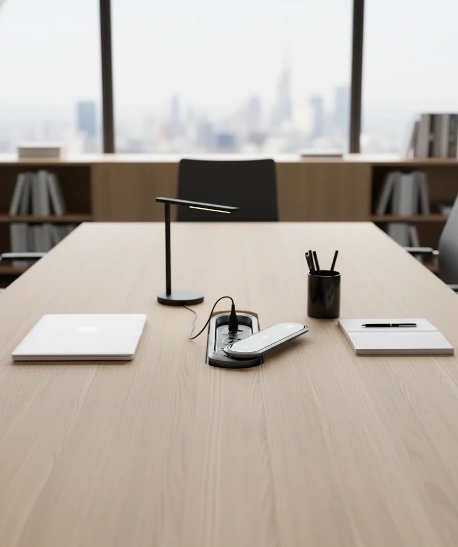 Illustrative meeting-room application context for integrated desk power