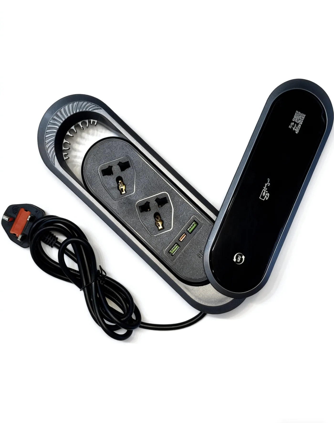 Open desk power grommet used as a product-family reference