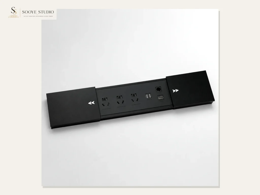 DP-05 Dual Sliding-Cover Desk Connectivity Module clean white-background product view