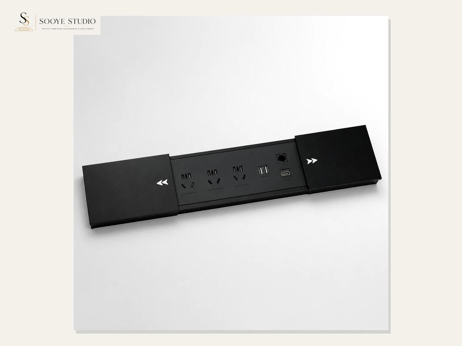 DP-05 Dual Sliding-Cover Desk Connectivity Module clean white-background product view