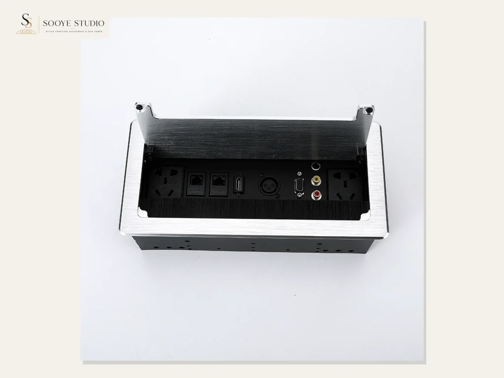 DP-07 Manual Flip-Up Brush Multimedia Desk Box clean white-background product view