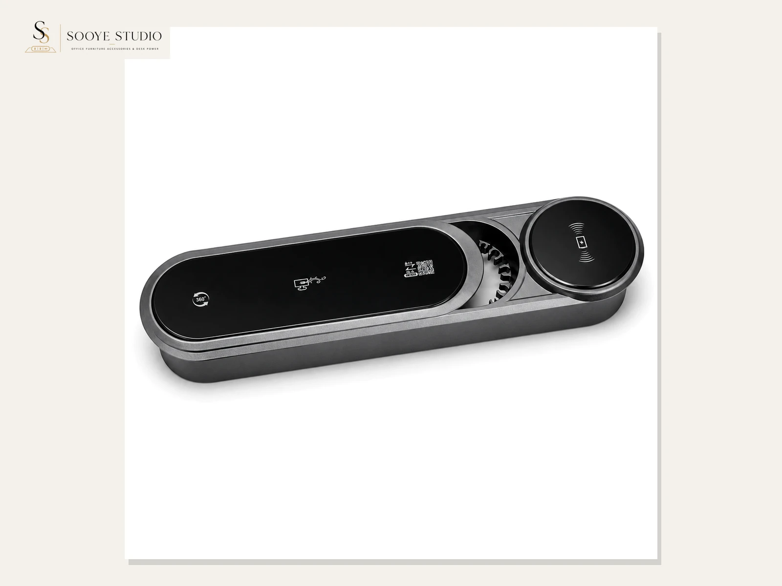 DP-08 Rotating Wireless-Charging Desk Power Module clean white-background product view