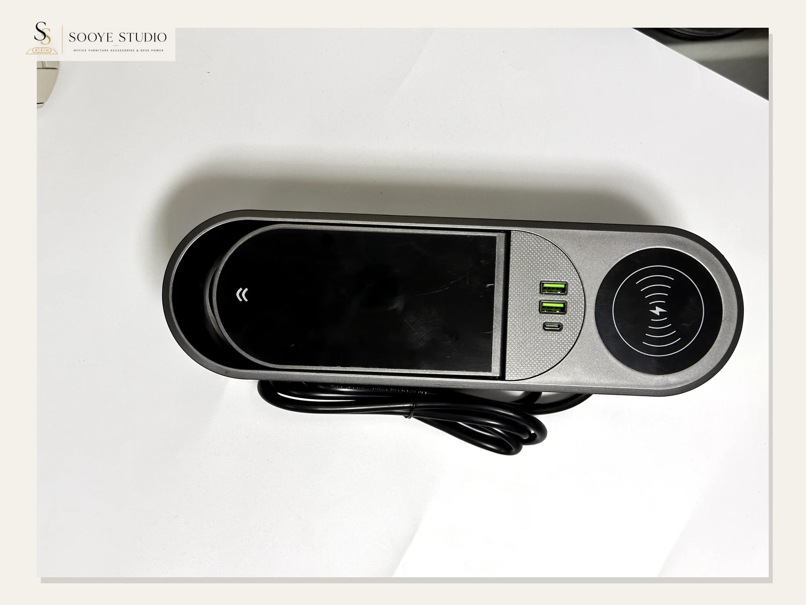 DP-09 Flip-Up Wireless-Charging Desk Power Module clean white-background product view