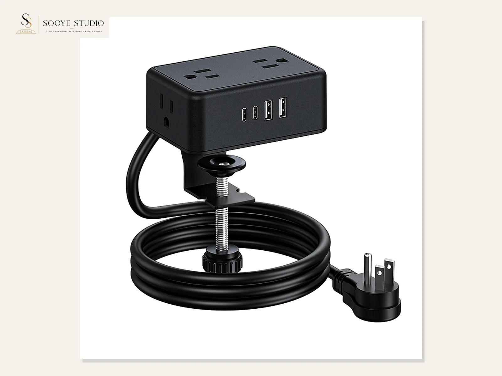 DP-11 Clamp-On Desk Power Strip with USB Charging clean white-background product view