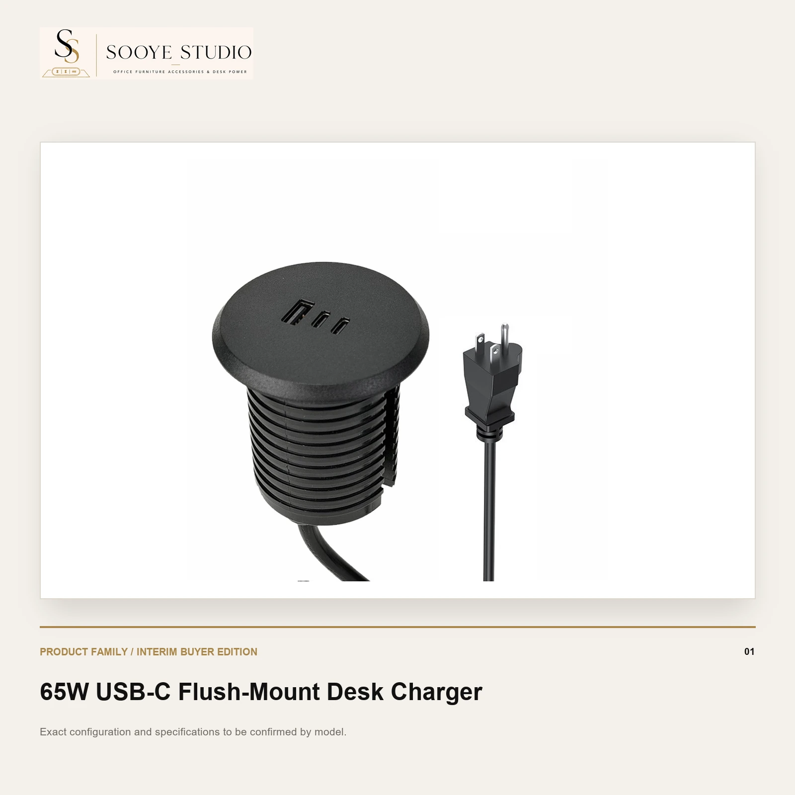 65W USB-C Flush-Mount Desk Charger - Sooye Studio product preview