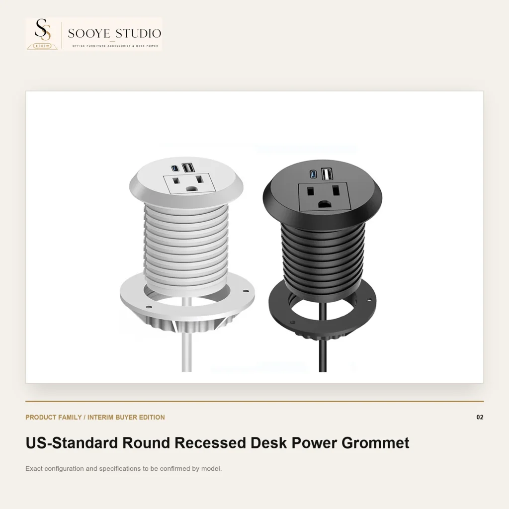 DP-02 Round Recessed Desk Power Grommet clean white-background product view
