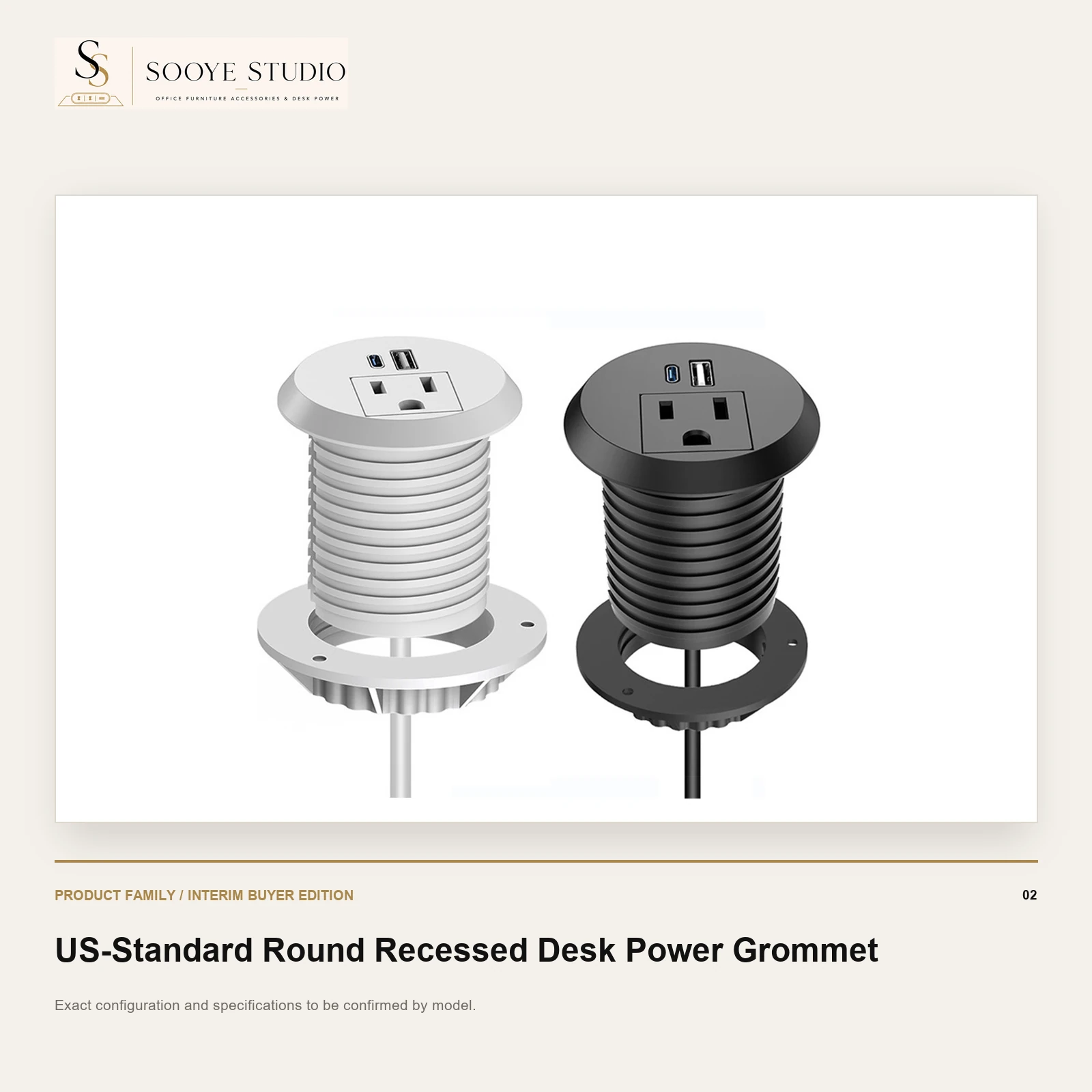 US-Standard Round Recessed Desk Power Grommet - Sooye Studio product preview