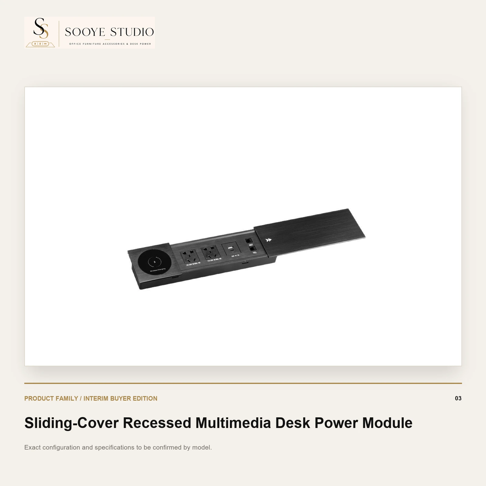 Sliding-Cover Recessed Multimedia Desk Power Module - Sooye Studio product preview