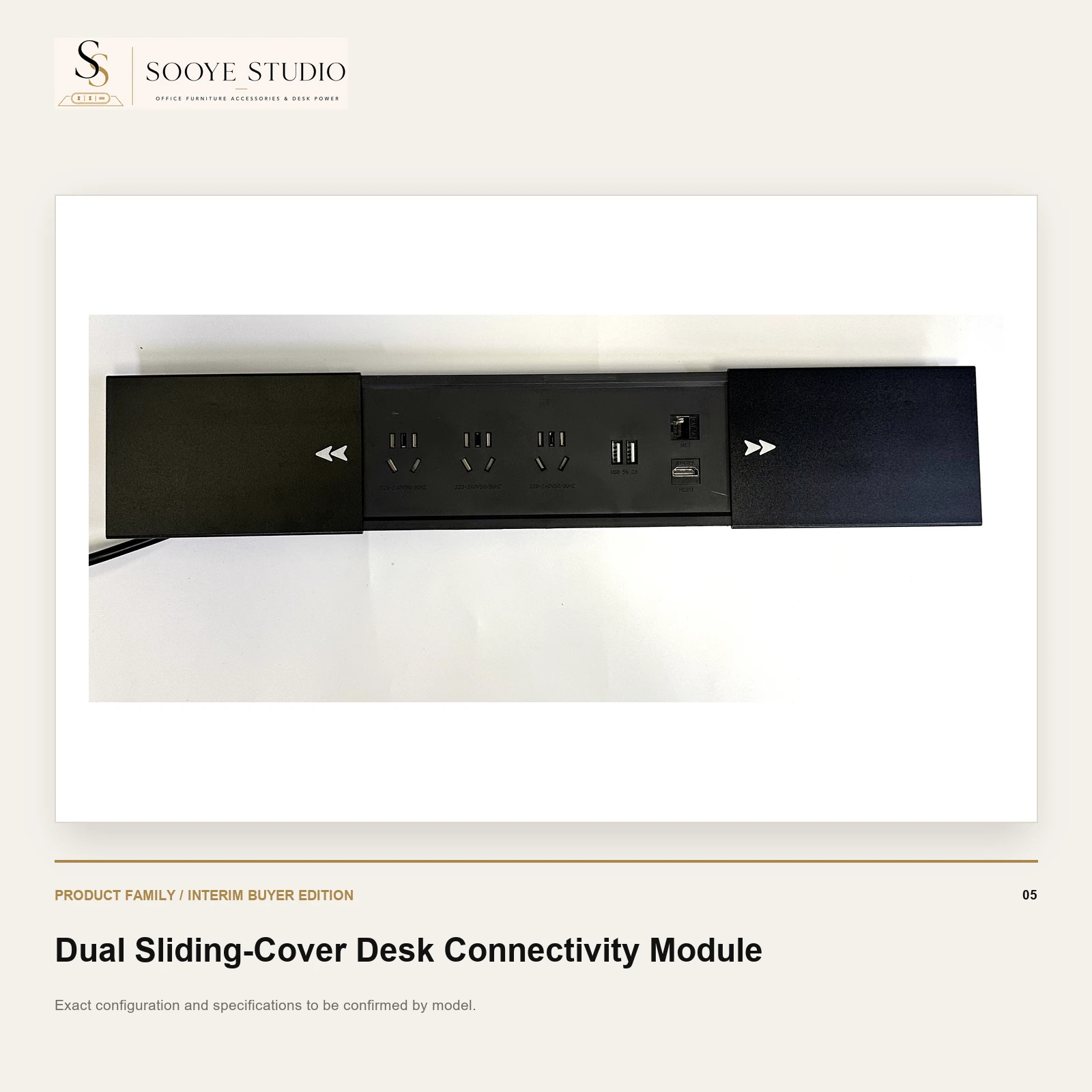 Dual Sliding-Cover Desk Connectivity Module - Sooye Studio product preview