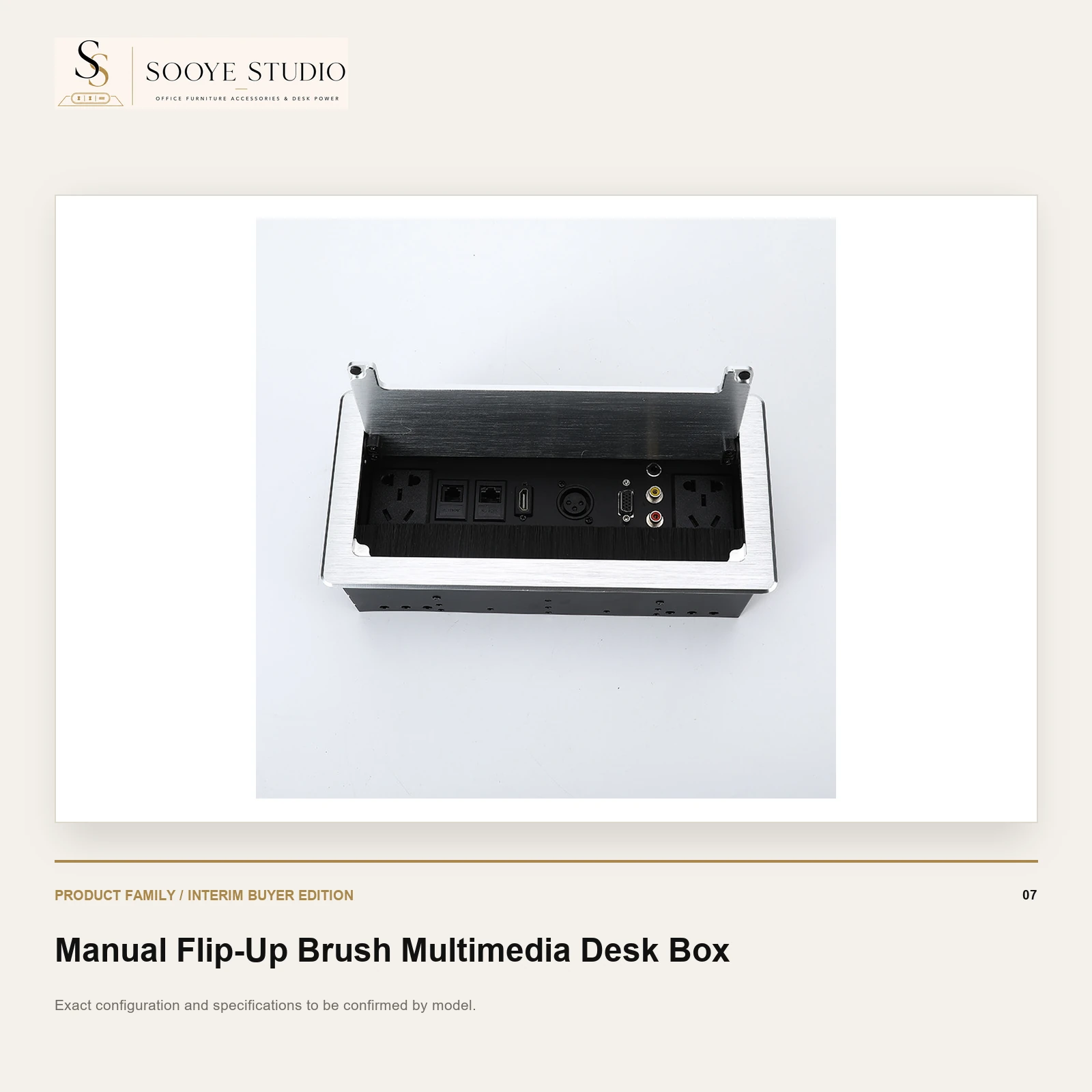 Manual Flip-Up Brush Multimedia Desk Box - Sooye Studio product preview