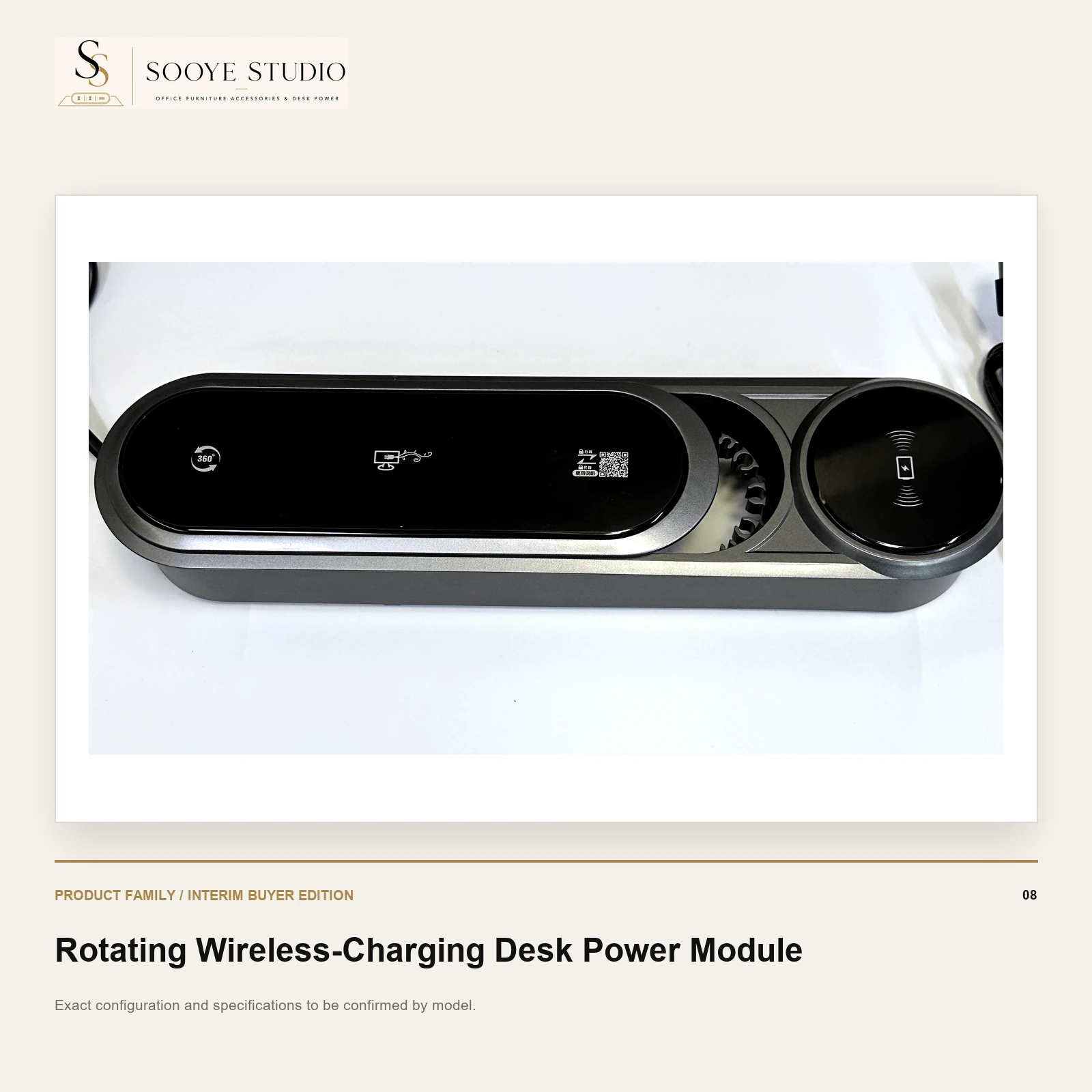 Rotating Wireless-Charging Desk Power Module - Sooye Studio product preview