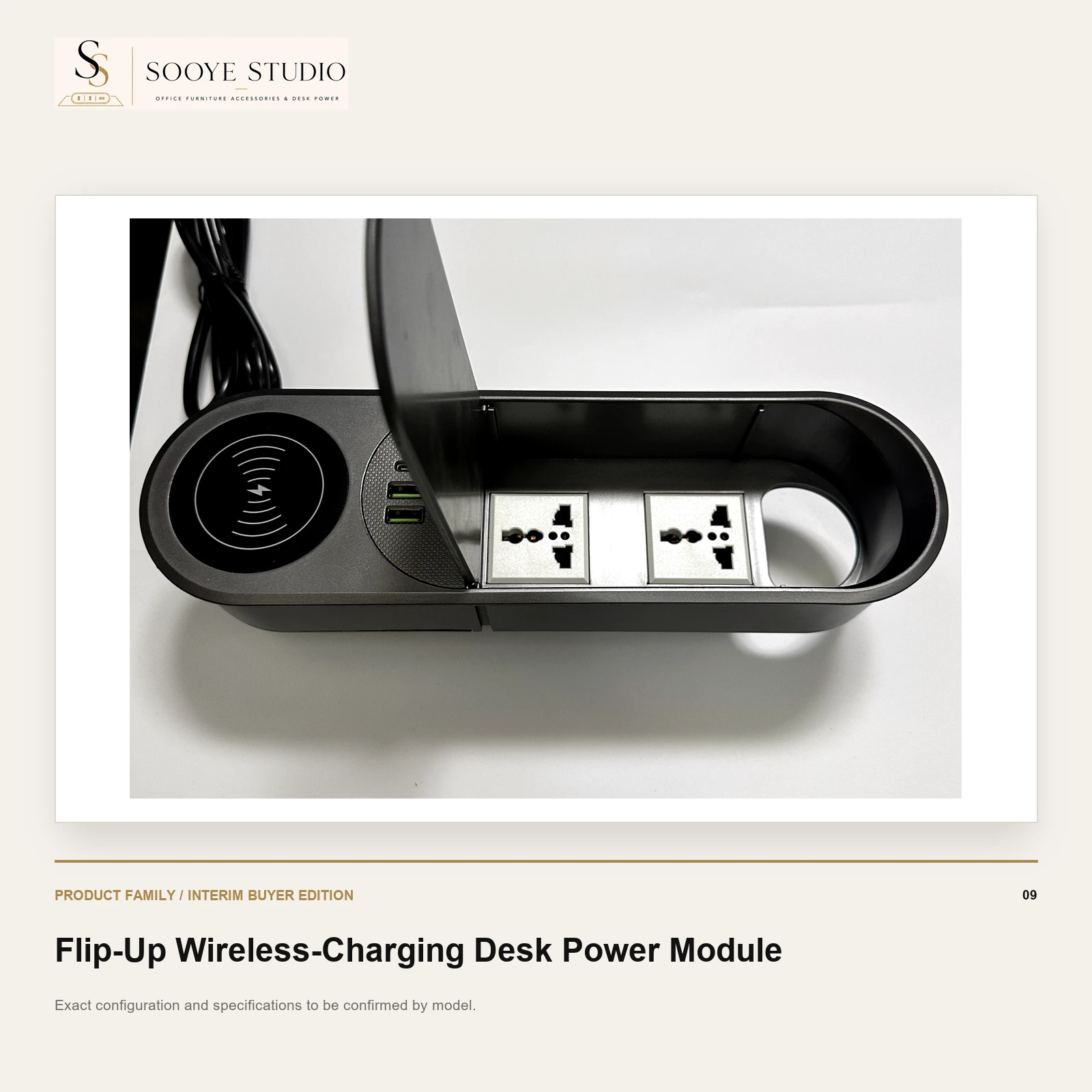 Flip-Up Wireless-Charging Desk Power Module - Sooye Studio product preview