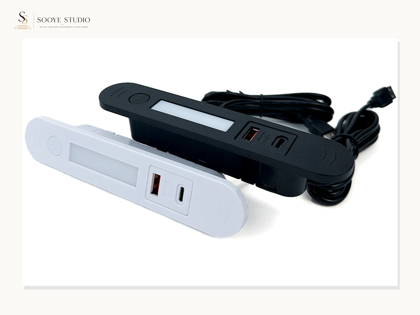 Recessed USB-C Desk Module with Touch Night Light - product reference view 1