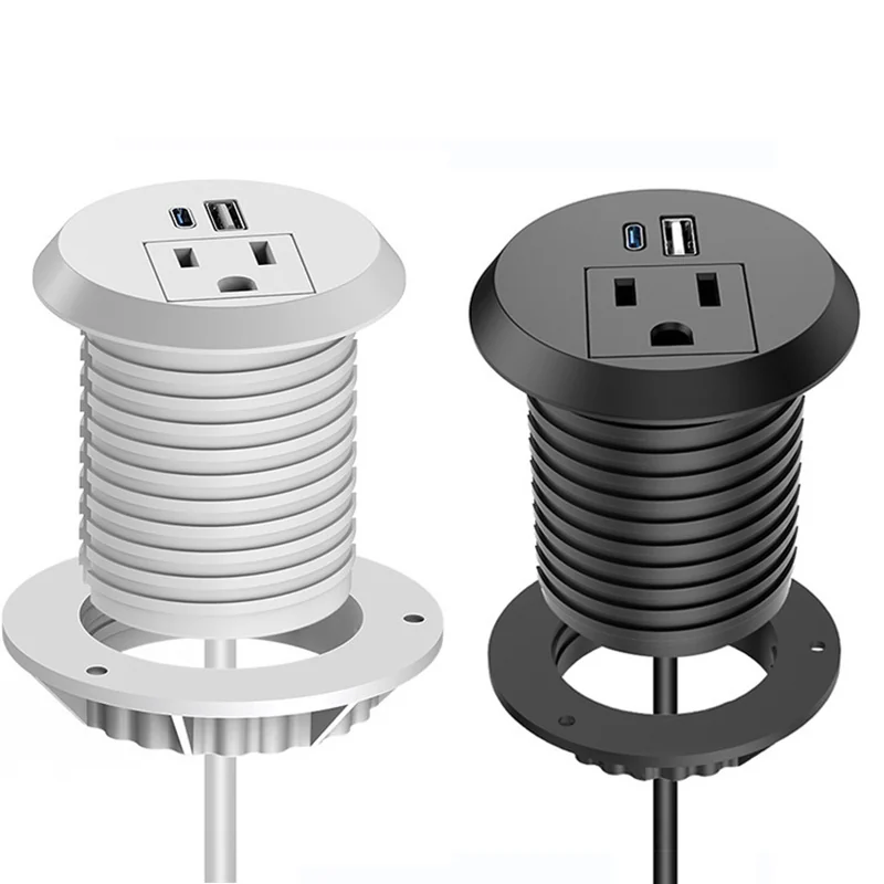 DP-02 round recessed desk power grommet real product overview