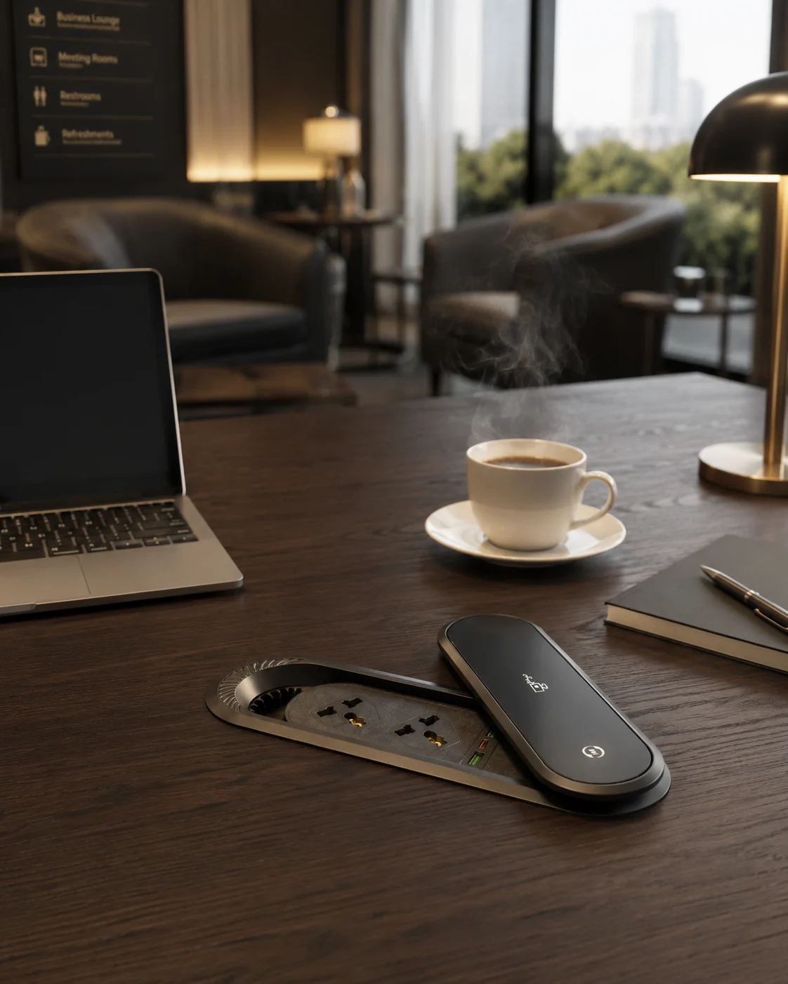 Illustrative workspace scene for post-sample configuration control